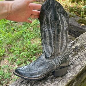 NWT J.B. Dillon Black Goat Leather Western Cowboy Boots Size 8.5 D